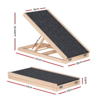 i.Pet Dog Ramp 70cm Adjustable Height Wooden Steps Stairs For Bed Sofa Car Foldable thumbnail