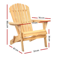 Gardeon Adirondack Outdoor Chairs Wooden Beach Chair Patio Furniture Garden Natural thumbnail