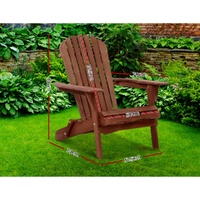 Gardeon Adirondack Outdoor Chairs Wooden Foldable Beach Chair Patio Furniture Brown thumbnail
