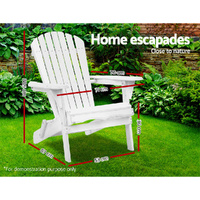 Gardeon Adirondack Outdoor Chairs Wooden Foldable Beach Chair Patio Furniture White thumbnail