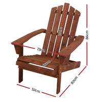Gardeon Adirondack Outdoor Chairs Wooden Beach Chair Patio Furniture Garden Brown thumbnail