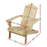 Gardeon Adirondack Outdoor Chairs Wooden Beach Chair Patio Furniture Garden Natural thumbnail
