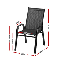 Gardeon 2PC Outdoor Dining Chairs Stackable Lounge Chair Patio Furniture Black thumbnail