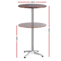 Gardeon Outdoor Bar Table Wooden Cafe Table Aluminium Pole Round thumbnail