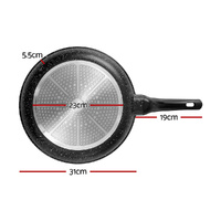 5-Star Chef Non Stick Frying Pan Cast Aluminium Steak Skillet BBQ Cookware 30cm thumbnail