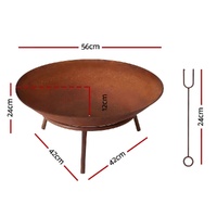 Grillz 56cm Fire Pit Iron Rustic Bowl Outdoor thumbnail