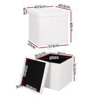Artiss Ottoman Storage Foot Stool Vanity Square Teddy thumbnail