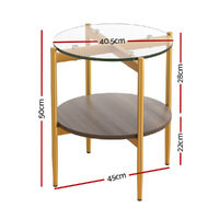 Artiss Coffee Table 45CM Round Tempered Glass Carol thumbnail