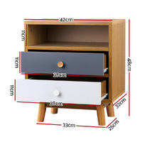 Artiss Bedside Table 2 Drawers with Shelf - BERTHA Oak thumbnail