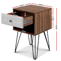 Artiss Bedside Table 1 Drawers with Shelf - LARS thumbnail