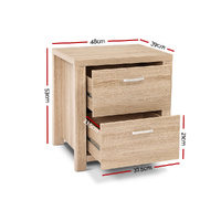 Artiss Bedside Table 2 Drawers - MAXI Pine thumbnail
