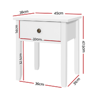 Artiss Bedside Table 1 Drawer - BOW White thumbnail