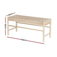 Artiss Dining Bench Paper Rope Seat Wooden Chair 100cm thumbnail