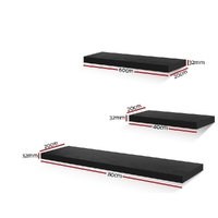 Artiss Floating Wall Shelf Set of 3 Black thumbnail