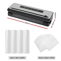 Devanti Food Vacuum Sealer Machine Sealing Cutter 5 Modes Storage Bags 4 Rolls thumbnail