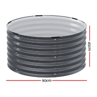 Green Fingers Garden Bed 90X45cm Round Latches Planter Box Raised Galvanised Herb thumbnail