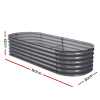 Green Fingers Garden Bed 160X80X42cm Oval Planter Box Raised Container Galvanised thumbnail