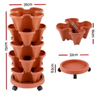 Green Fingers Raised Garden Bed 5 Tier Vertical Garden Brick Red Strawberry Stackable Planters Herbs Petunias thumbnail