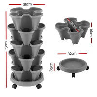 Green Fingers Raised Garden Bed 5 Tier Vertical Garden Grey Strawberry Stackable Planters Herbs Petunias thumbnail