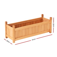 Green Fingers Garden Bed 90x30x33cm Wooden Planter Box Raised Container Growing thumbnail