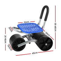 Gardeon Garden Stool Seat Foldable with Wheels Blue thumbnail