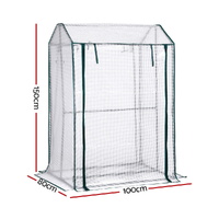 Green Fingers Mini Greenhouse PE Cover Green House Roll-Up Zippered Door 1.0x0.8x1.5M thumbnail