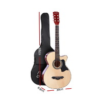 Alpha 38 Inch Acoustic Guitar Wooden Body Steel String Full Size Cutaway Wood thumbnail