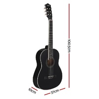 Alpha 39 Inch Classical Guitar Wooden Body Nylon String Beginner Gift Black thumbnail