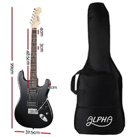 Alpha 41 Inch Electirc Guitar Humbucker Pickup Switch Full Size Black thumbnail