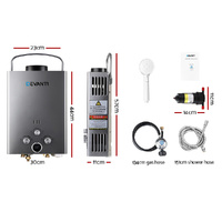 Devanti Portable Gas Water Heater 8L/Min With Pump LPG System Grey thumbnail