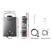 Devanti Portable Gas Water Heater 8L/Min LPG System Grey thumbnail