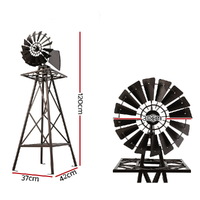 Garden Windmill 120cm Metal Ornaments Outdoor Decor Ornamental Wind Mill thumbnail