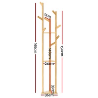 Artiss Clothes Rack Airer Coat Stand 9 Hooks Bamboo thumbnail