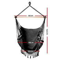 Gardeon Hanging Hammock Chair Outdoor Swing Hammocks Tassel Grey thumbnail