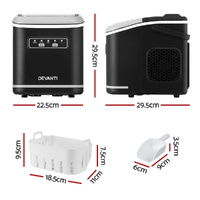 Devanti Ice Maker Machine Portable 12kg Countertop w/Self Cleaning 1.3L Black thumbnail
