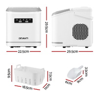 Devanti Ice Maker Machine Portable 12kg Countertop w/Self Cleaning 1.3L White thumbnail