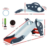 Keezi Kids Slide Set Basketball Hoop Rings Outdoor Playground Toys 110cm Blue thumbnail