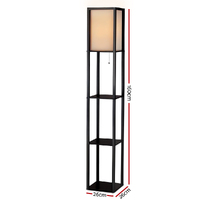 Artiss Floor Lamp 3 Tier Shelf Shelf Storage LED Light Stand Home Room Vintage Black thumbnail