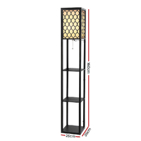 Artiss Floor Lamp 3 Tier Shelf Storage LED Light Stand Home Room Pattern Black thumbnail