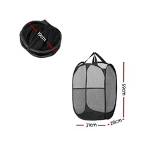 Artiss 2X Laundry Basket Hamper Foldable Black thumbnail