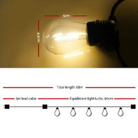 68m LED Festoon String Lights Christmas Decorations Wedding Party Outdoor Garden thumbnail
