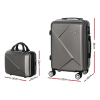Wanderlite 2Set 20 Inch Luggage Case with 12 Inch Handheld Luggage Box Hard Shell Travel Suitcase TSA Lock Dark Grey thumbnail