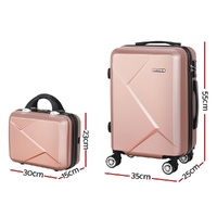 Wanderlite 2Set 20 Inch Luggage Case with 12 Inch Handheld Luggage Box Hard Shell Travel Suitcase TSA Lock  Rose Gold thumbnail