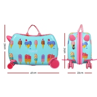 Wanderlite 17" Kids Ride On Luggage Children Suitcase Trolley Travel Ice Cream thumbnail