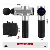 Everfit Massage Gun 30 Speed 6 Heads Vibration Muscle Massager Chargeable Silver thumbnail