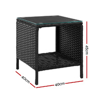 Gardeon Coffee Side Table Wicker Desk Rattan Outdoor Furniture Garden Black thumbnail