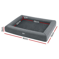 i.Pet Pet Bed Dog Cat Large Calming Soft Sofa Cushion Egg Crate Washable Grey thumbnail