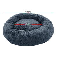 i.Pet Pet Bed Dog Cat 90cm Large Calming Soft Plush Bed Dark Grey thumbnail