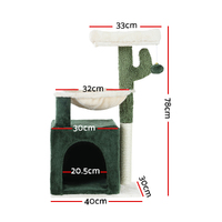 i.Pet Cat Tree 78cm Scratching Post Tower Scratcher Wood Condo House Bed Toys Green thumbnail