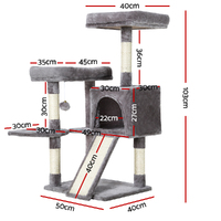 i.Pet Cat Tree 103cm Tower Scratching Post Scratcher Wood Condo House Trees Grey thumbnail